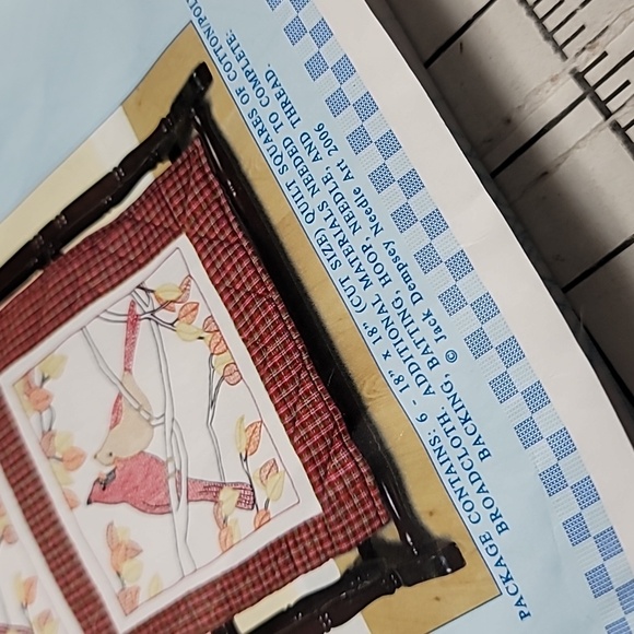 Jack Dempsey Needle Art Item 732 Pattern 378 Cardinals 18" Quilt Squares NIP - Picture 4 of 7